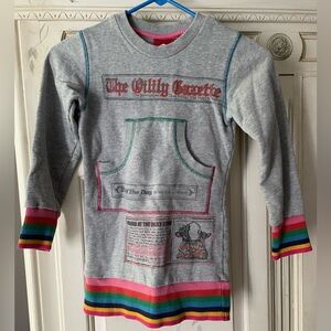 Oilily Gray Sweatshirt dress with Rainbow Accents